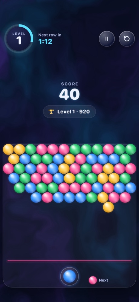 Game in progress in portrait with a score of 40